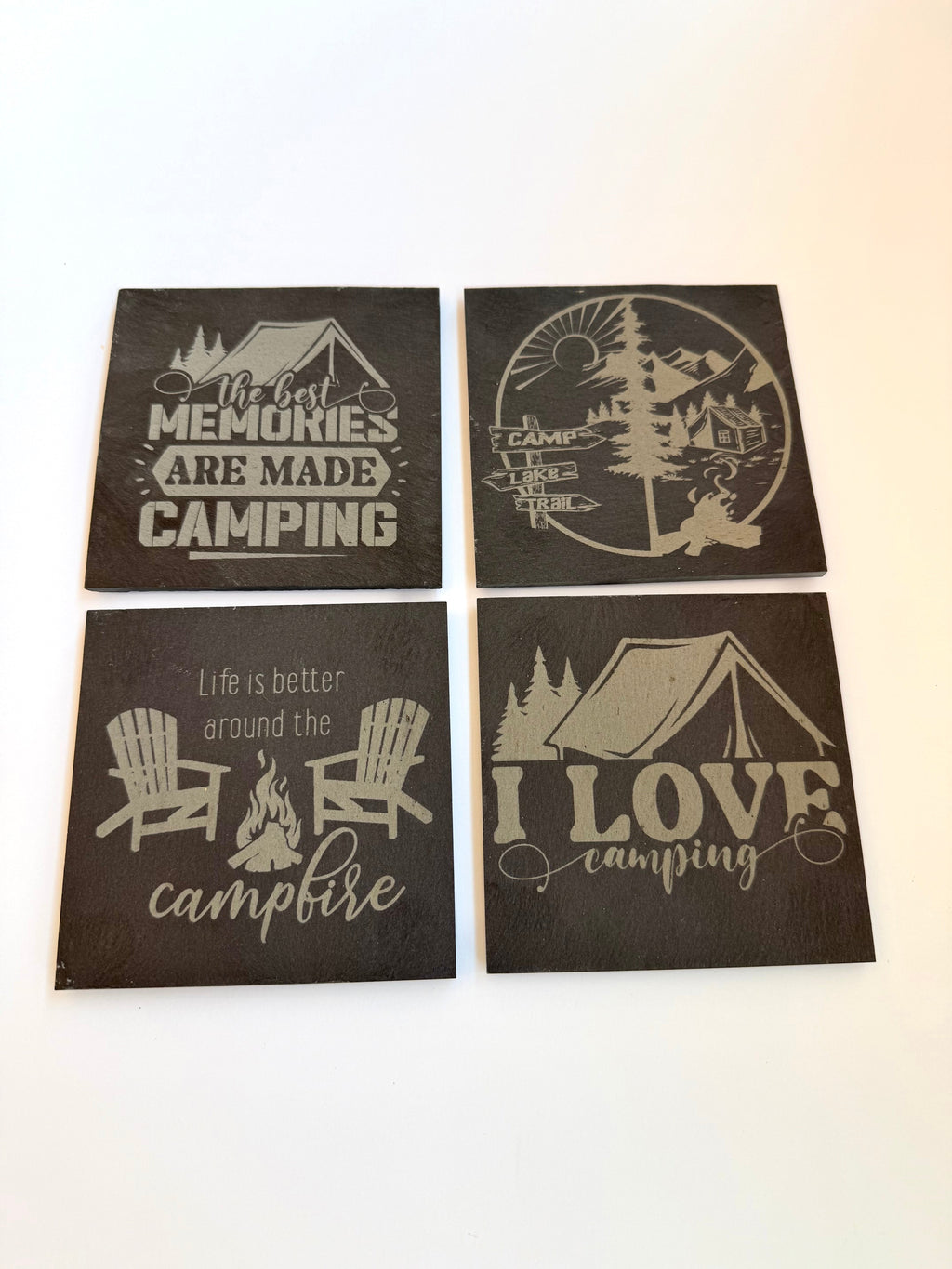 Camping Slate Coasters - Set of 4