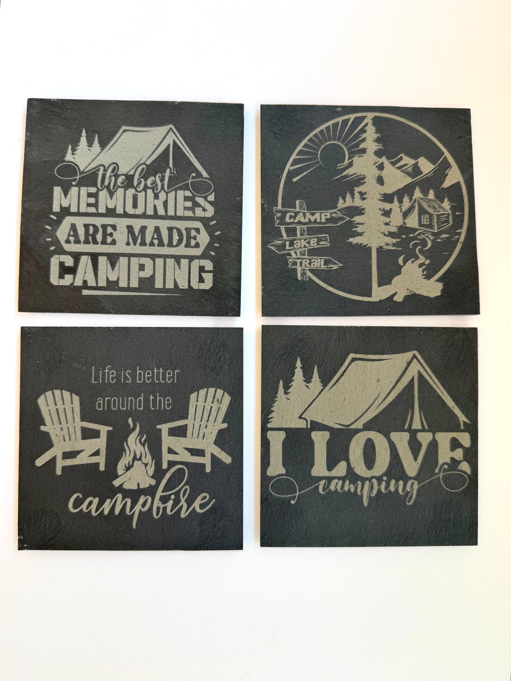 Camping Slate Coasters - Set of 4